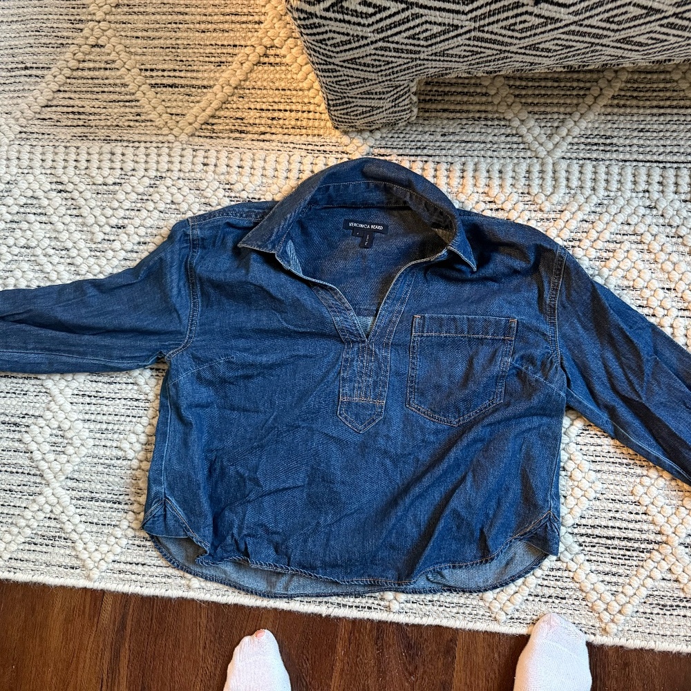 Veronica Beard- Khai Denim Blouse Size: 4 Color: Bright Blue Qty